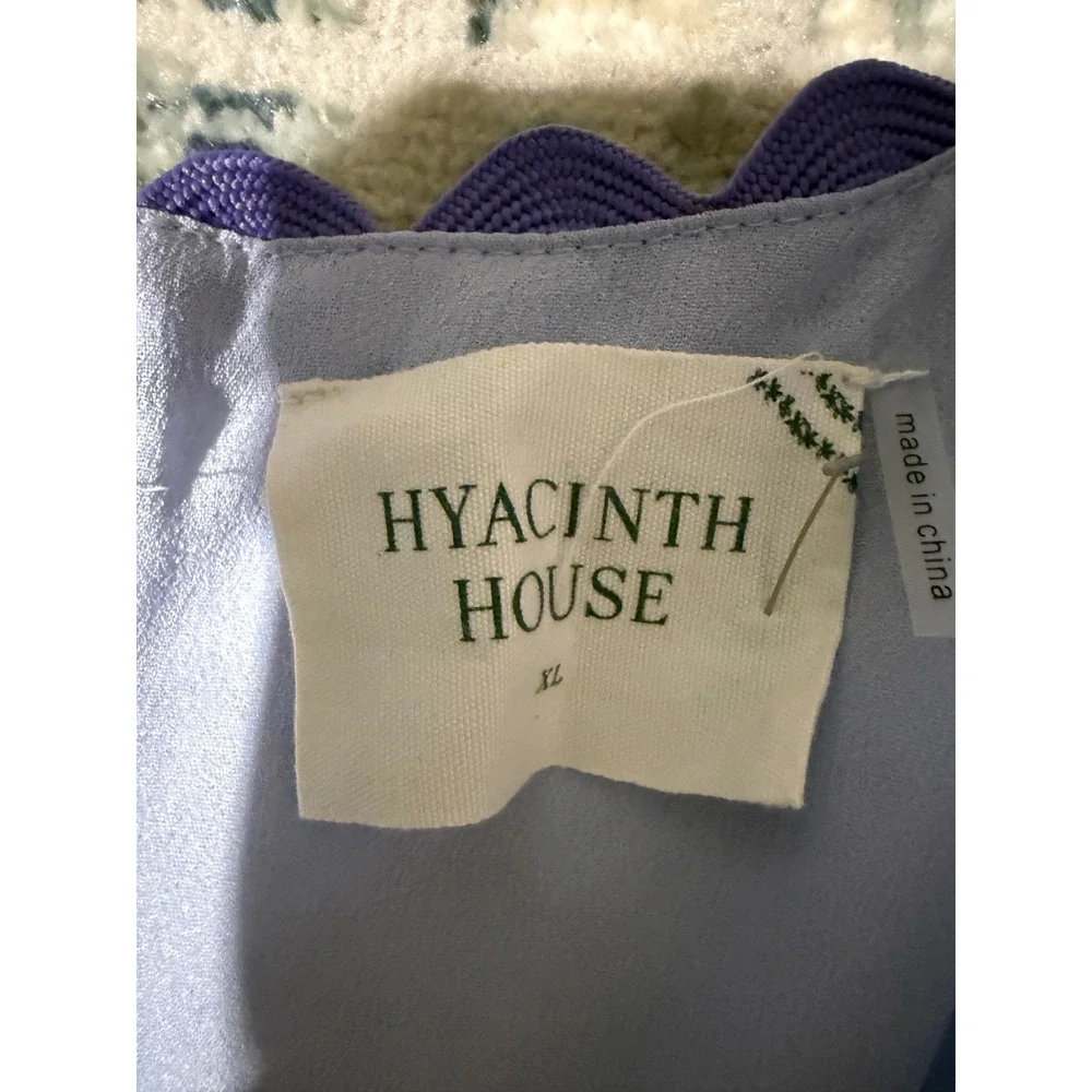 Hyacinth House Blue Floral Ric-Rac Trim Tiered Mini Babydoll Dress Womens XL - Picture 4 of 5